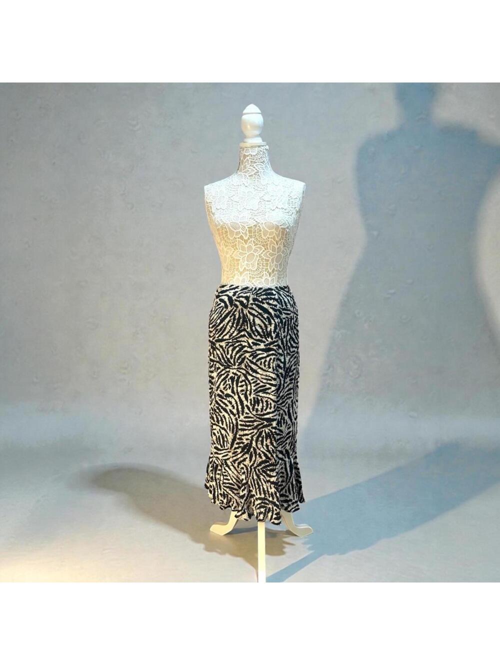 White Stag Midi Skirt in Black and White Print